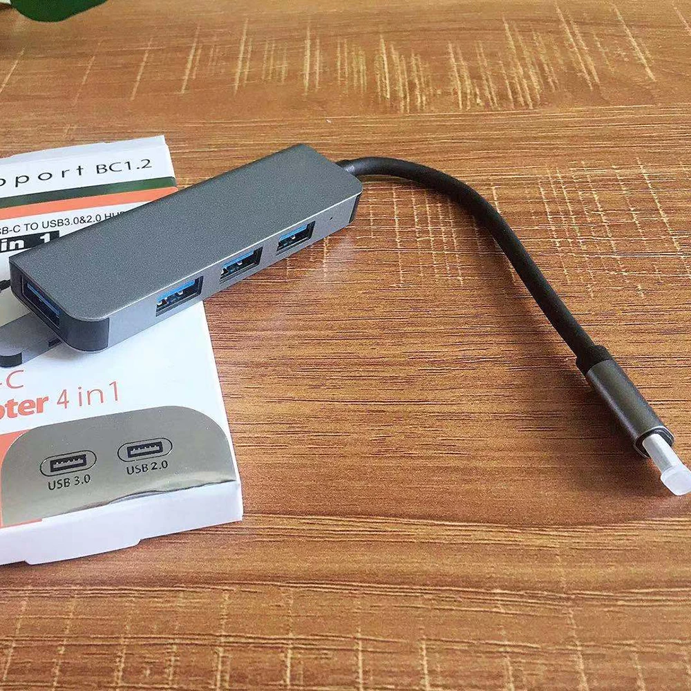 Free shipping 1 Sample OK New Model 4 In 1 Usb Hub 3.0 With USB3.0*1 2.0*3 4k Hdtv Pd Charging Data Transfer Docking Station