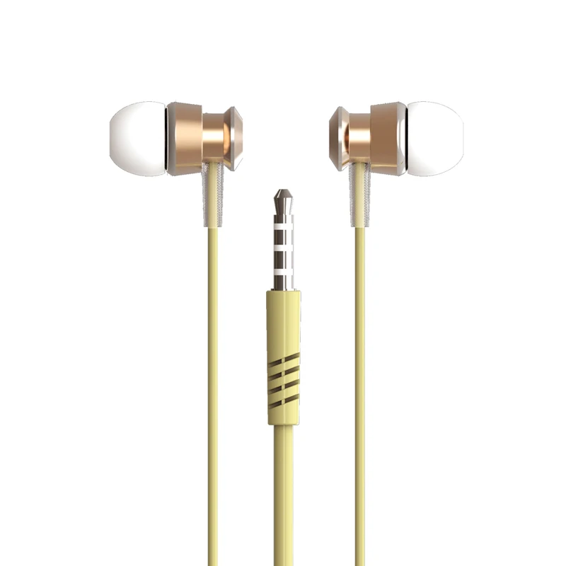 Promotional 3.5mm stereo wired in-ear metal earphone 10mm speaker sports earbud with Microphone for Iphone/Samsung/Huawei