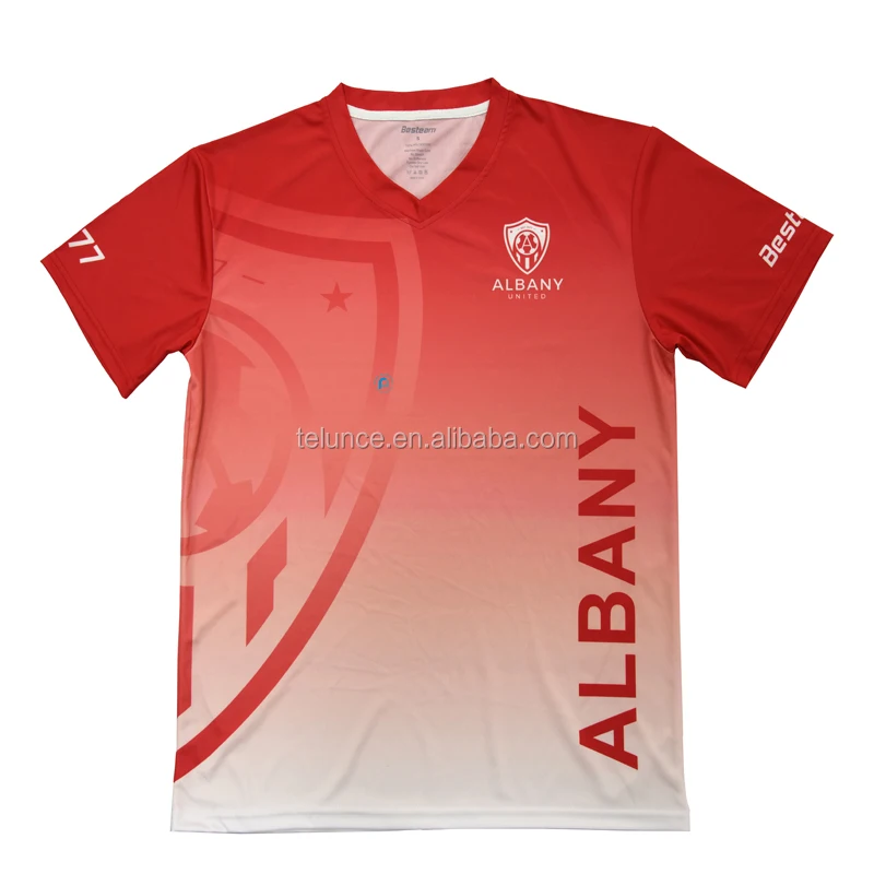 PURE China Factory Red Custom Wholesale Cheapest Plain Breathable Sublimation Soccer Football Jersey