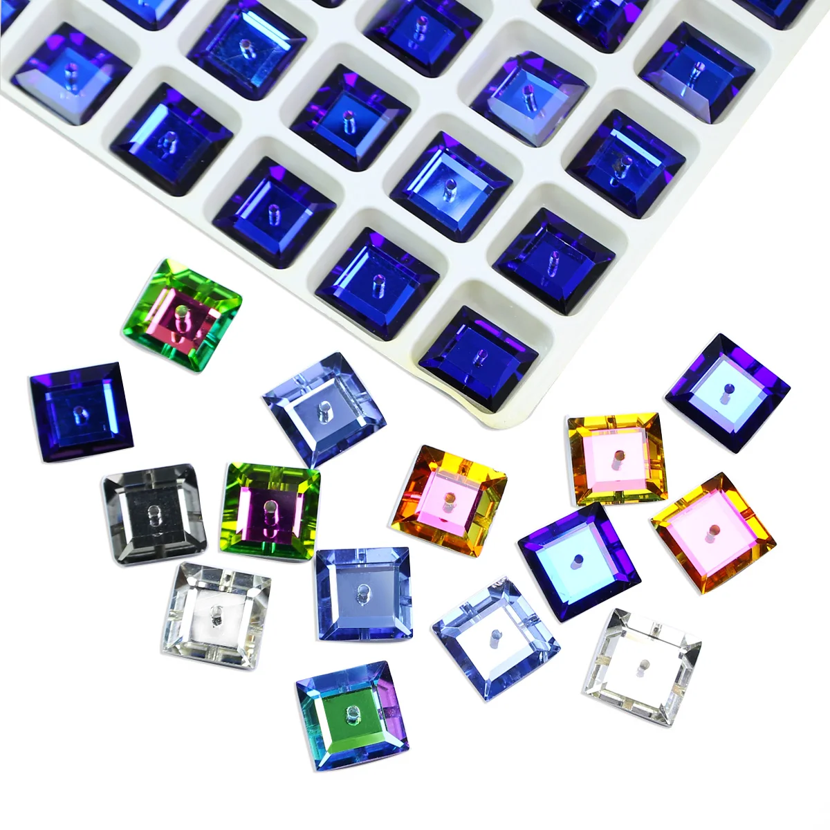 Dongzhou Square sew on stones flatback Rhinestone wholesale lead-free crystal beads for clothing shoes diy sewing accessories