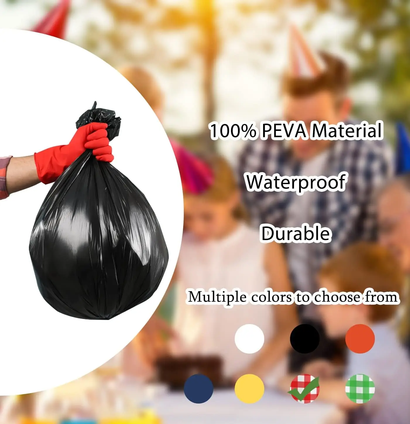 Wholesale Round Red & White Plastic Disposable Tablecloth Checkered Table Covers for Parties, Picnics, Camping, Events