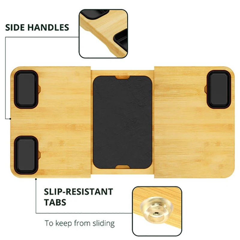 Hot Selling Bamboo Charcuterie Boards Set with 3 Sauce Bowls and 4 Knives and Slate Plate Unique Cheese Board Serving Tray