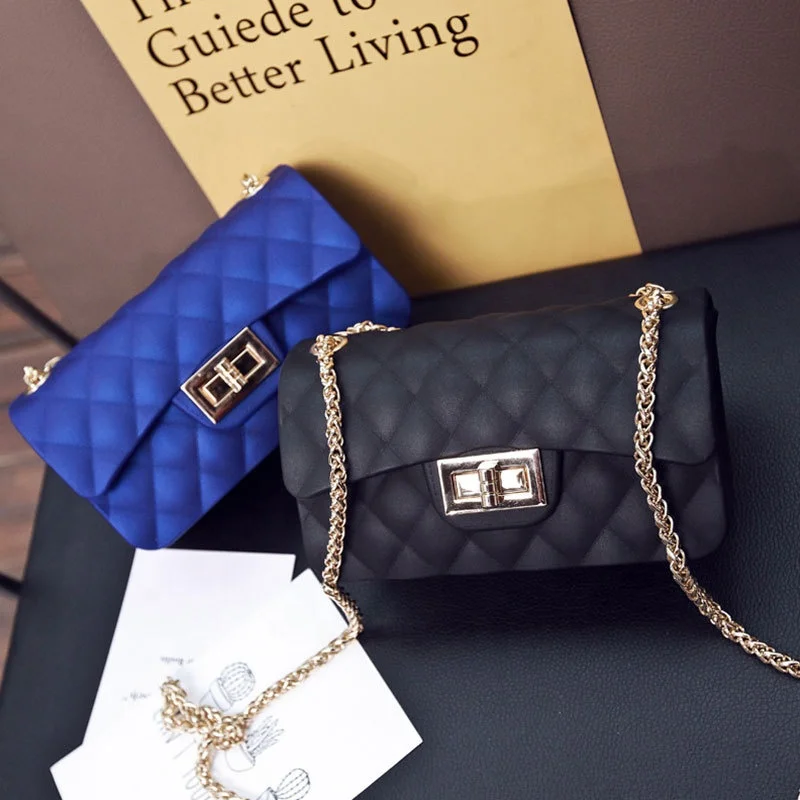 New Arrival Mini Colorful PVC Silicone Jelly Handbag Candy Shoulder Coin Purse Chain CrossBody Bags For Women