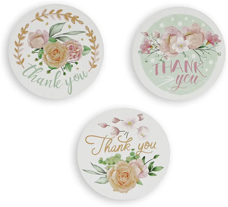 Custom Bottle Label Sticker Wholesale Flower Pattern Sticker Thank You for Your Buy