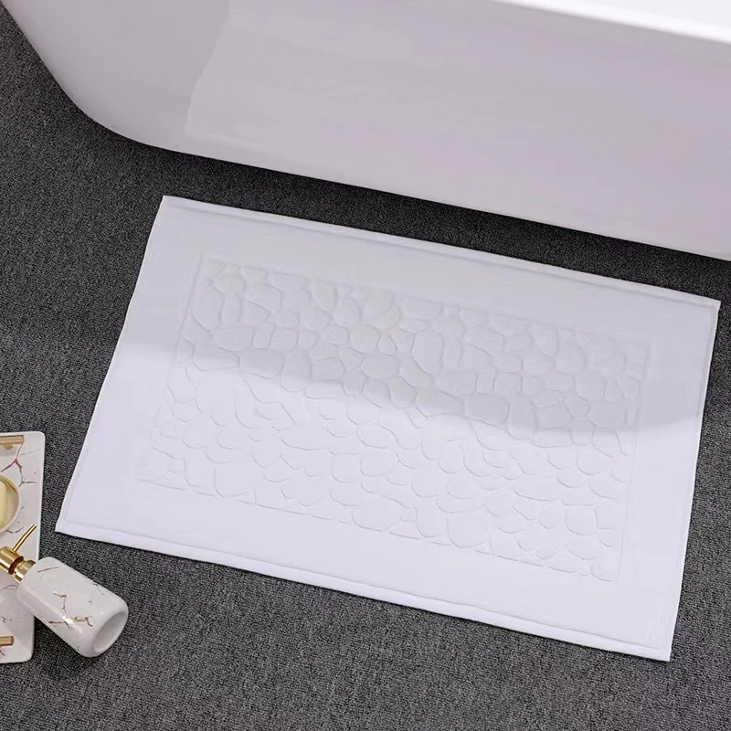 Customized hotel white cotton bathroom non-slip thick absorbent bath mat