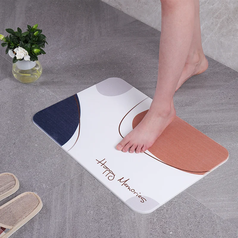 Quick-drying Water-absorbent Bath Mat Diatom Mud Stone Pattern Anti-slip Carpet Household Shower Room Bathroom Decorative Rug