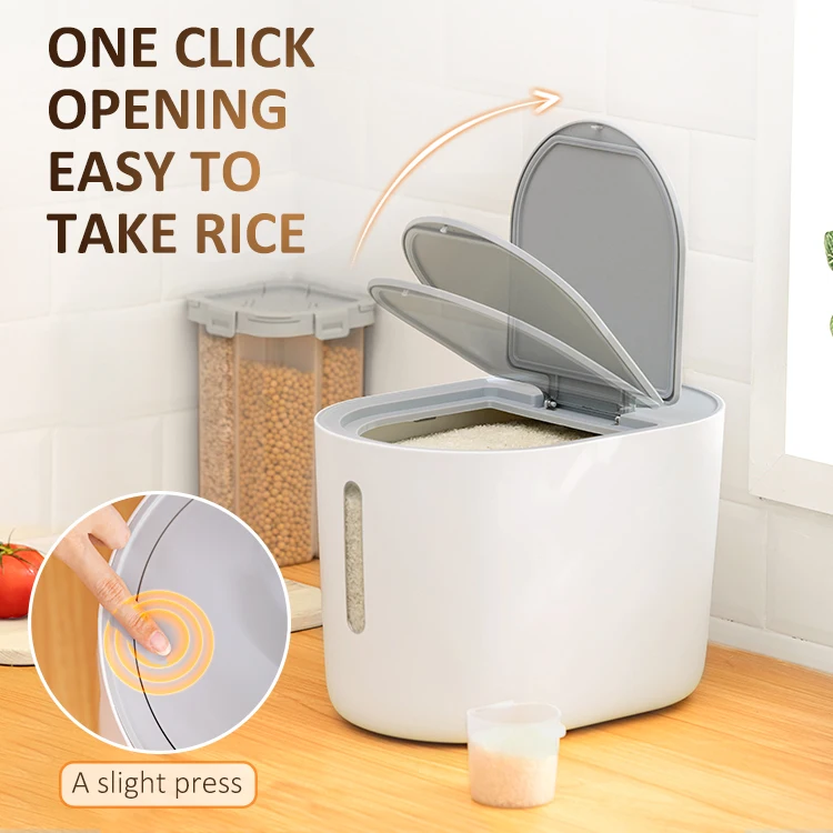 Large Capacity BPA Free 10KG Automatic Rice Dispenser Plastic Rice Storage Bucket Bin Food Grain Rice Storage Bin Container