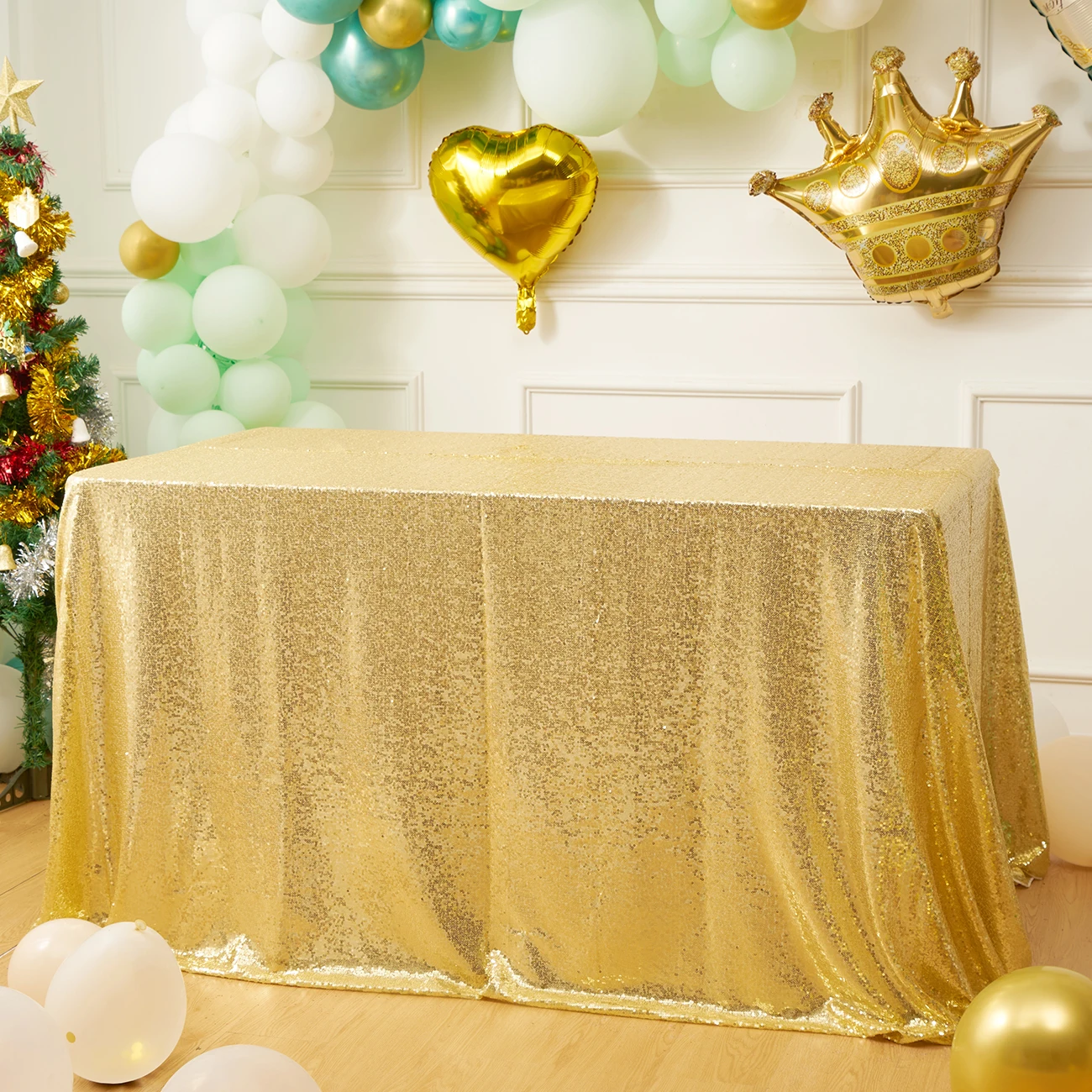 Amazon Hot Sale 132 Elegant Custom Round Rectangle Tablecloth Sequin Table Cloth Linen for Wedding Party Decoration