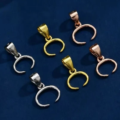 925 Silver Plated 18-Karat Gold Buddha Pendant Fastener Ox Nostril Jade Buckle Cross Hole Not Fade Empty Jewelry Component