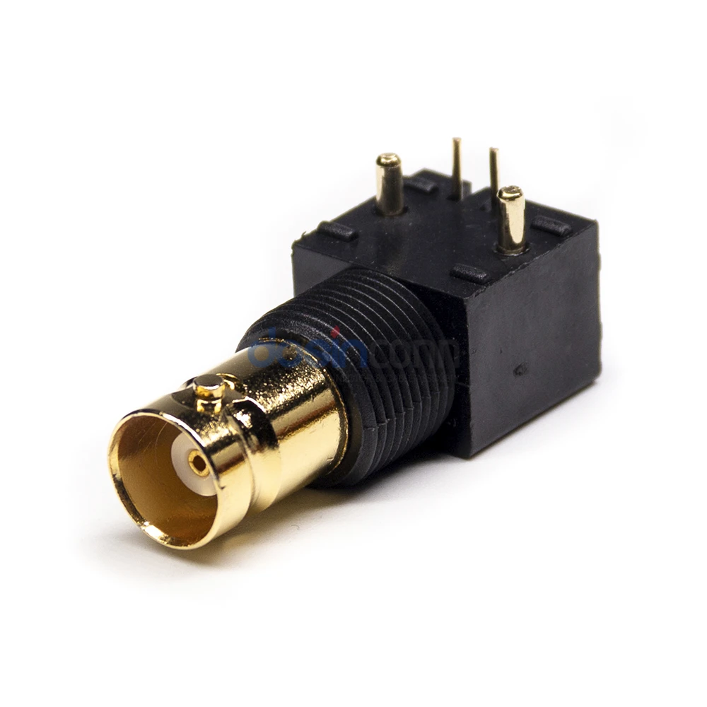 Right Angle BNC Connector 50ohm Copper Stainless Steel RF Female Jack BNC Connector Through Hole for PCB