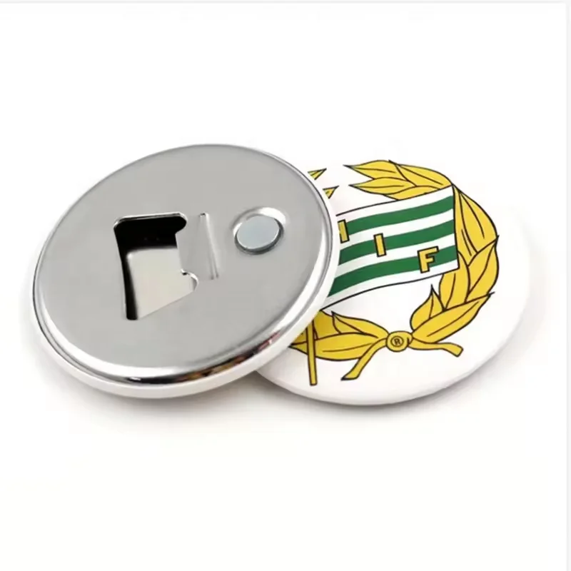 OEM Magnetic bottle opener fridge magnet / circle tinplate bottle opener