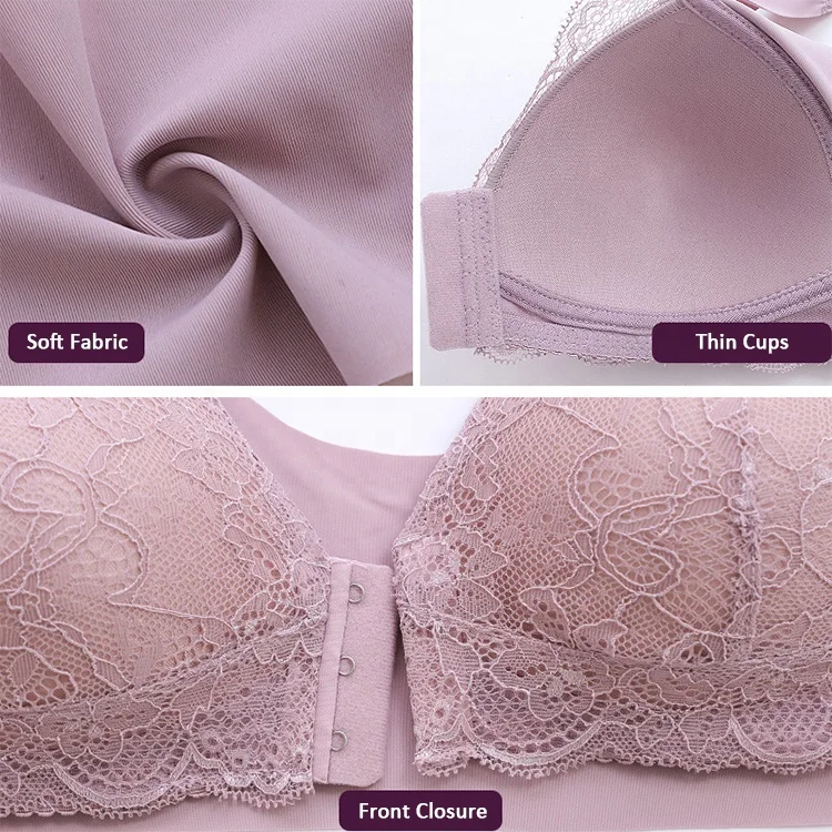 
4053 Women Wholesale Front Closure Padded Wireless Breastfeeding Seamless Lace Ice Silk Nursing Maternity Bra 
