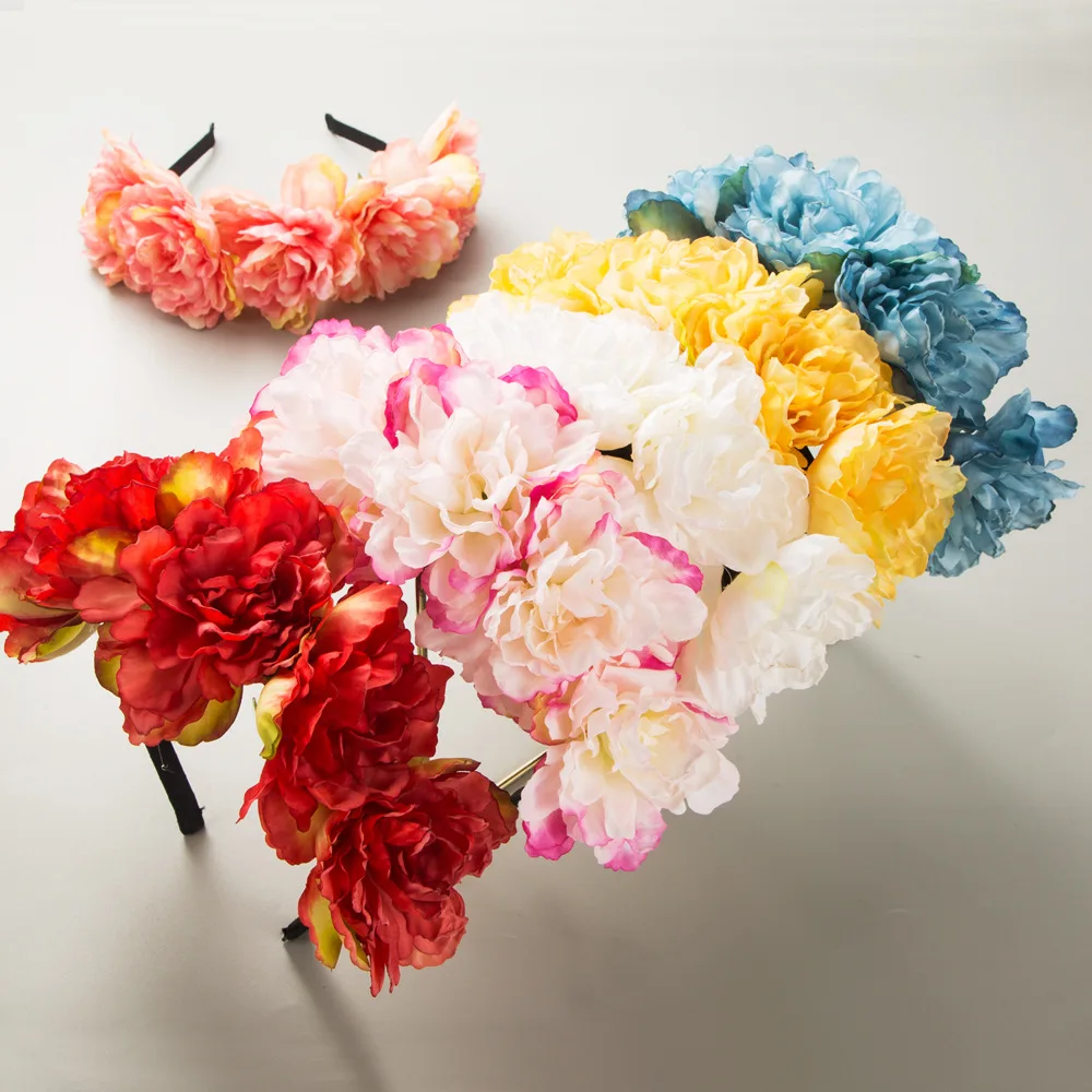 GEERDENG New Topseller Bridal Beach Photography Props Boho Floral Hair Accessories Artificial Flower Headband