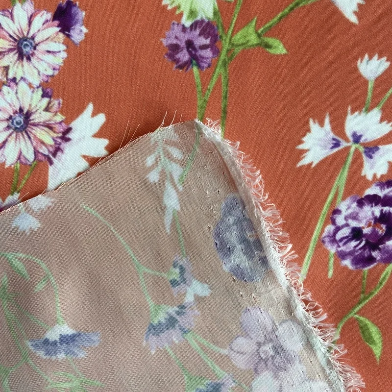 
50D silky touch fabric 100% polyester fabric printed with fashion floral pattern dress material for women 