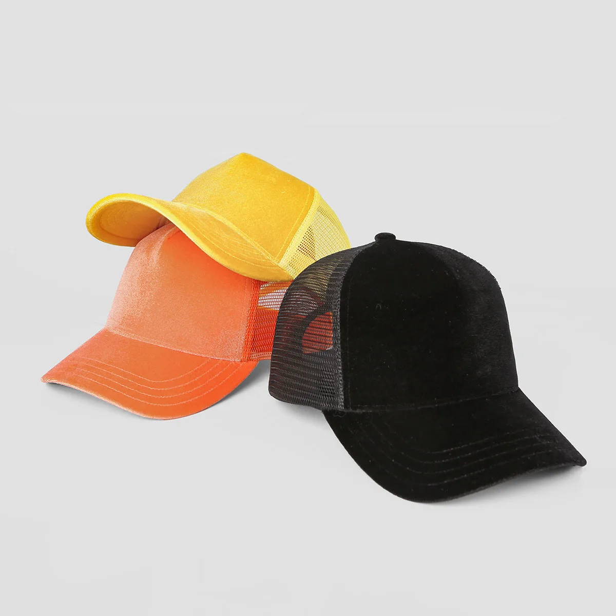 Custom high quality splice tricot fleece plain 6 panel sports trucker caps breathable promotional mesh baseball hats