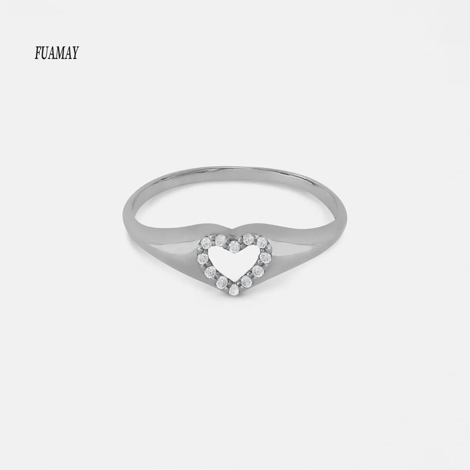 FUAMAY Classic Designer Silver Jewelry Gold-Plated Non-Allergic Amore Silver Ring