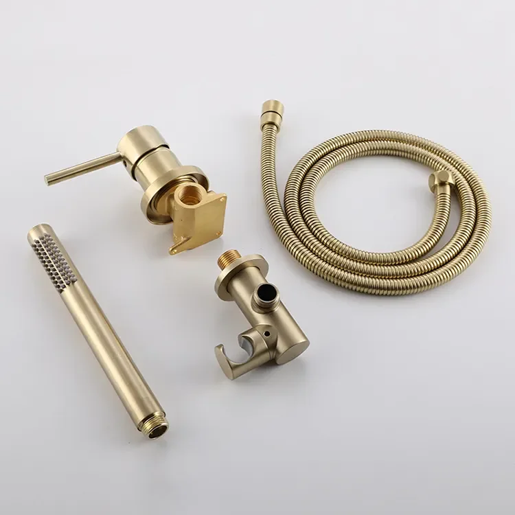 Gowin New Style Outlet Handheld Brass Faucets and Taps Full Bathroom Faucet Set Concealed Bathtub Tap with Hand Sprayer