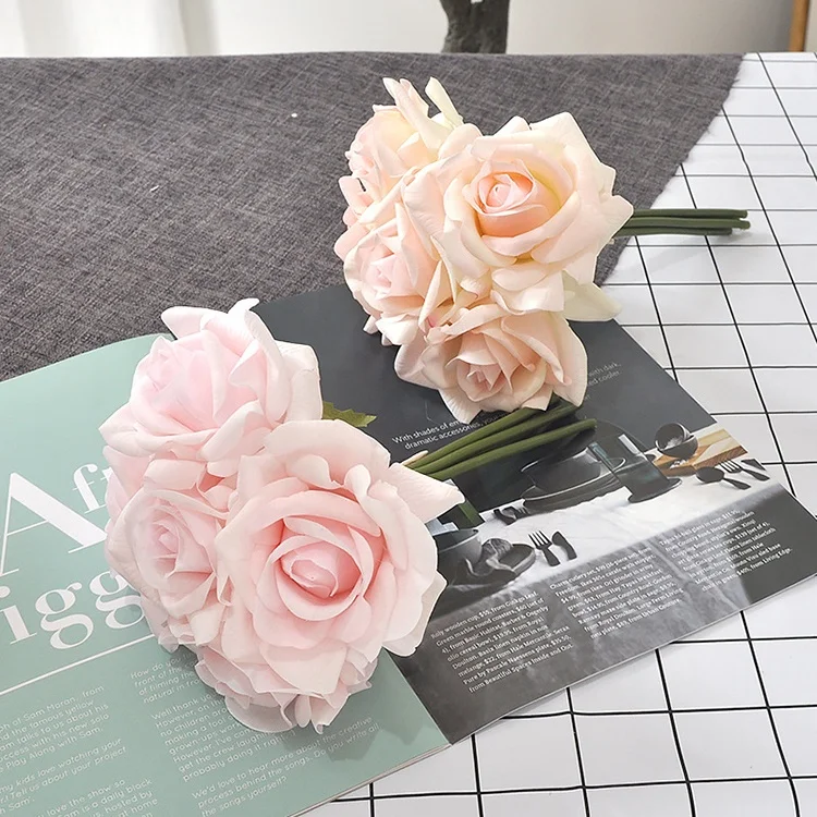 Hot sale artificial flower 5pcs/bath velvet various color rose flower for wedding decor