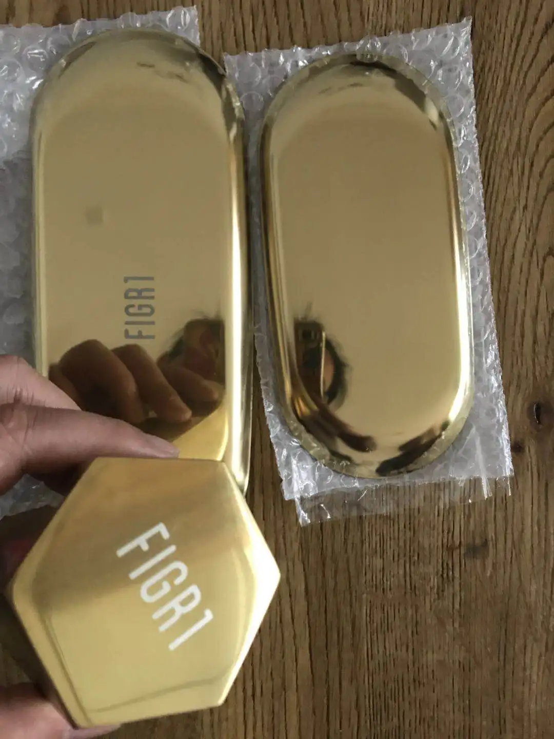 Современный латунный лоток для хранения ювелирных изделий из нержавеющей стали с логотипом на заказ, органайзер, металлические украшения для дома CY0165 (7)