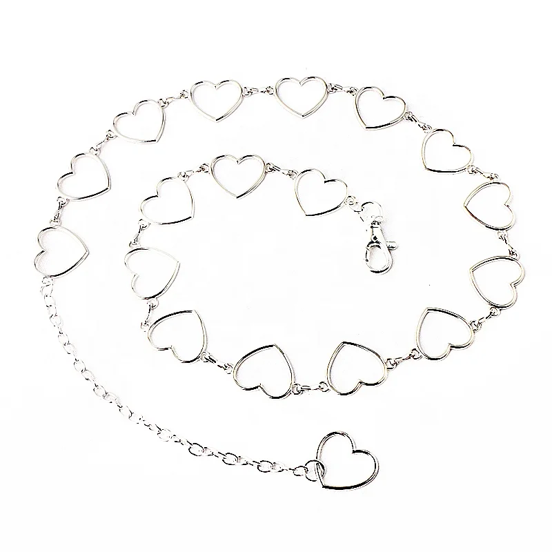 New fashion ladies love heart gold lengthened silver pendant metal waist chain