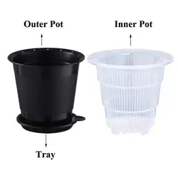 Plastic flower pot with double wall holes for air pruning function garden supplier with tray