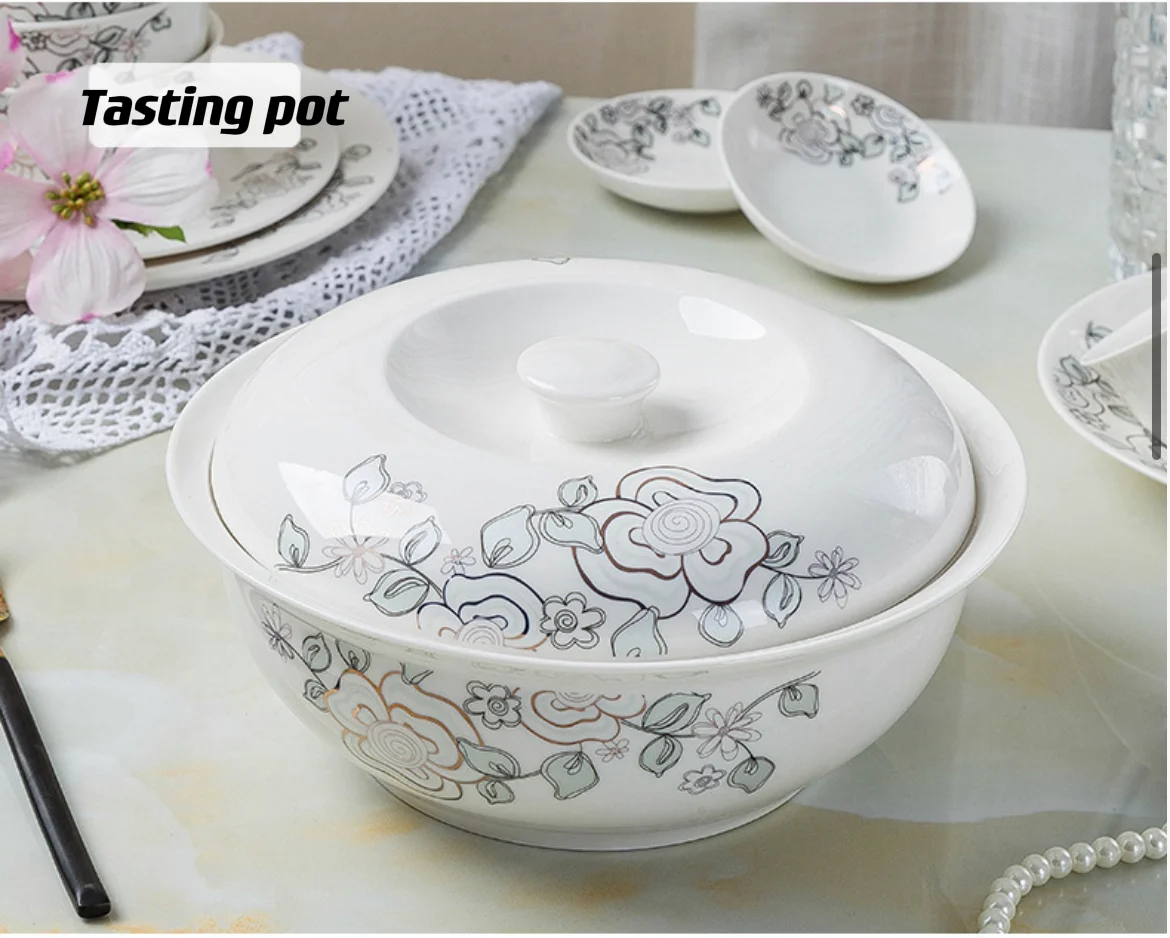 Частная торговая марка Jinyun фарфоровая посуда из костяного фарфора 56 шт. подарочные фарфоровые керамические тарелки наборы посуды