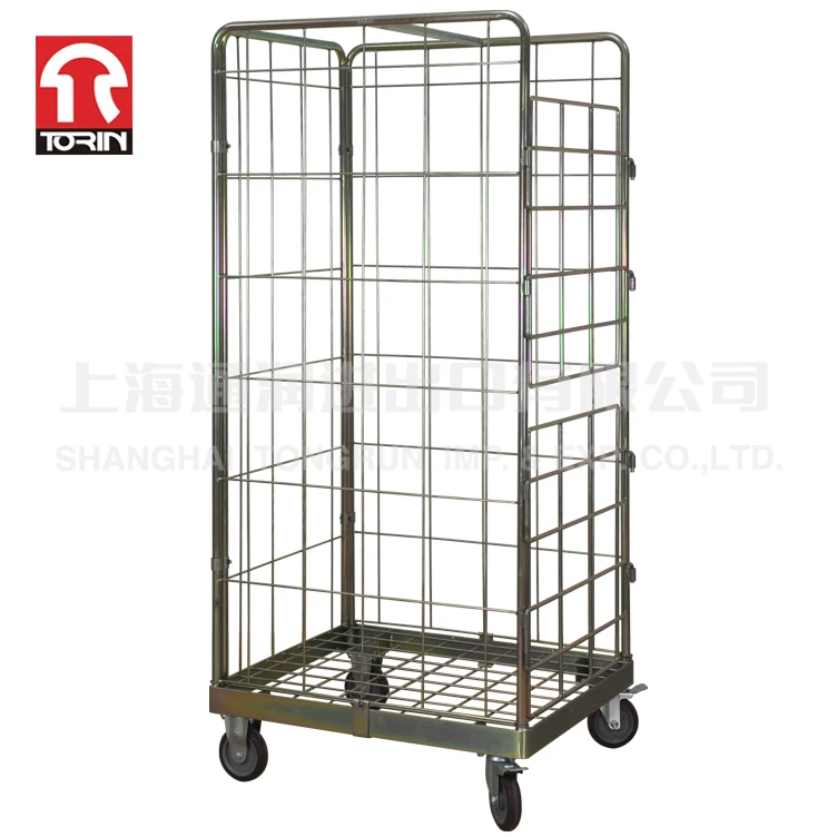 Torin SWK1019 Single door folding cargo storage steel roll container roll cart