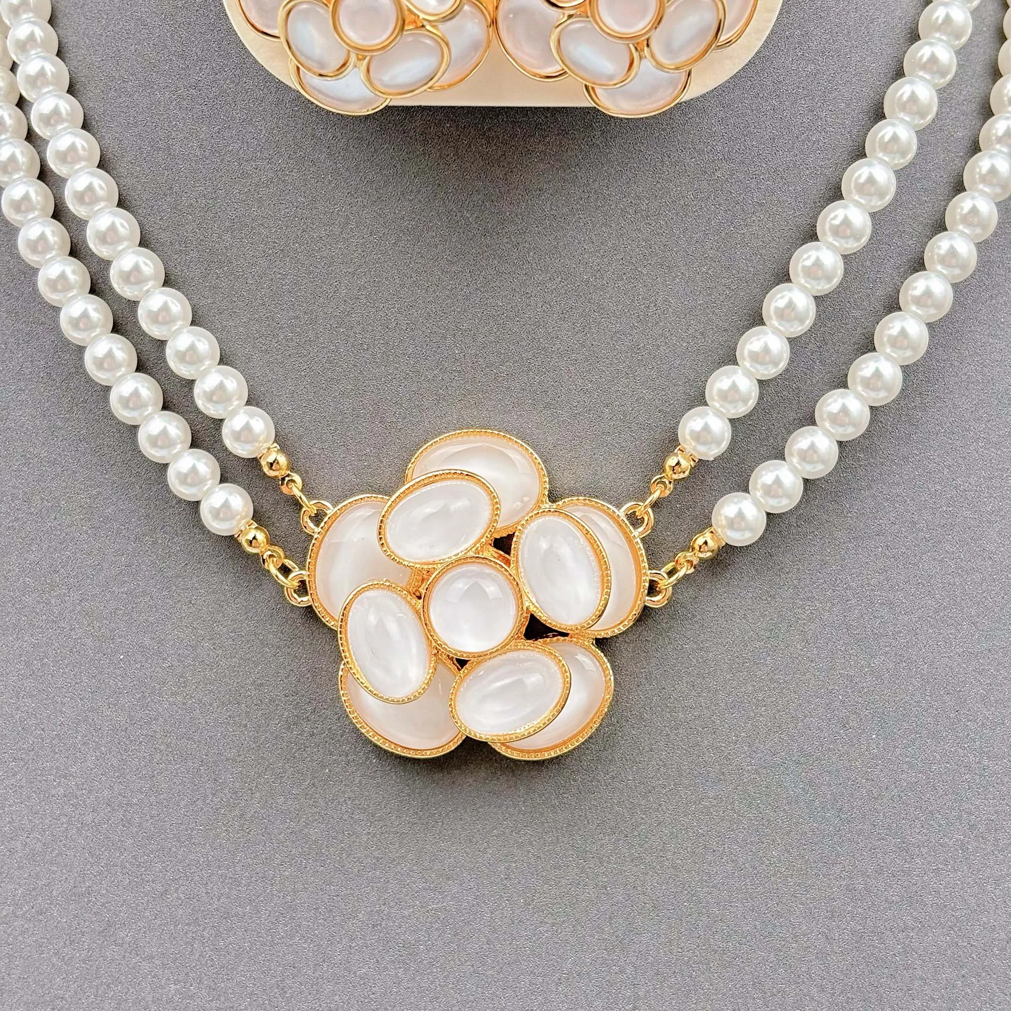india anniversary 18k gold plated flower  jewelry sets wholesale bridal wedding accessories necklace earrings jewelry for women