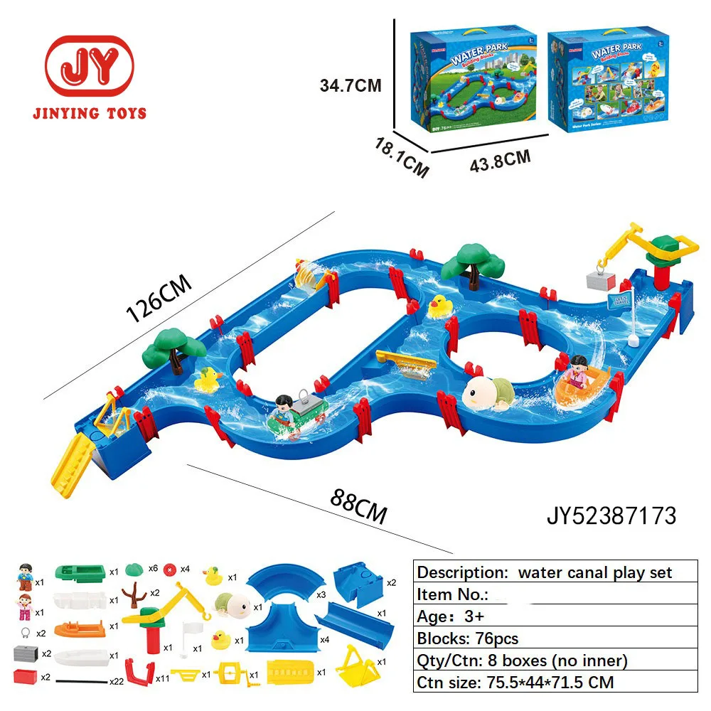 Kids Educational Toys 39 PCS Water Park Toys Beach Construction Track Building Blocks Toys for Child