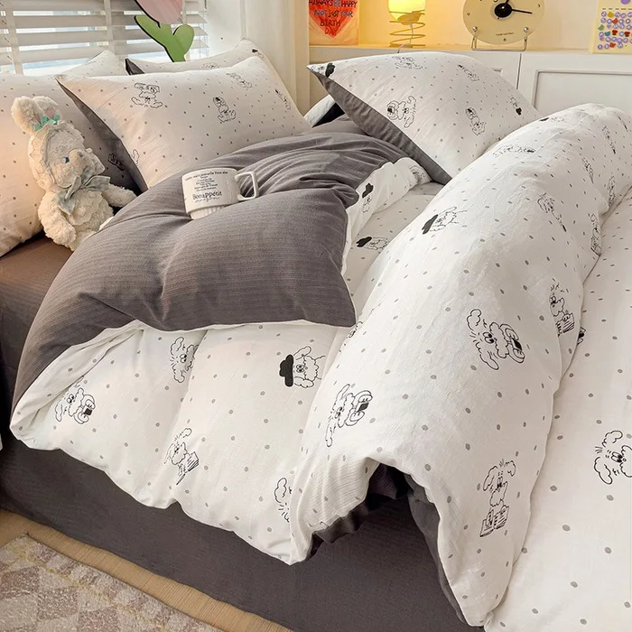 A-class Mother And Baby Grade Girl Kids Print Duvet Cover Bedsheets Wholesale 100% Cotton Bed Sheet Cartoon Bedding Set 4 Pieces
