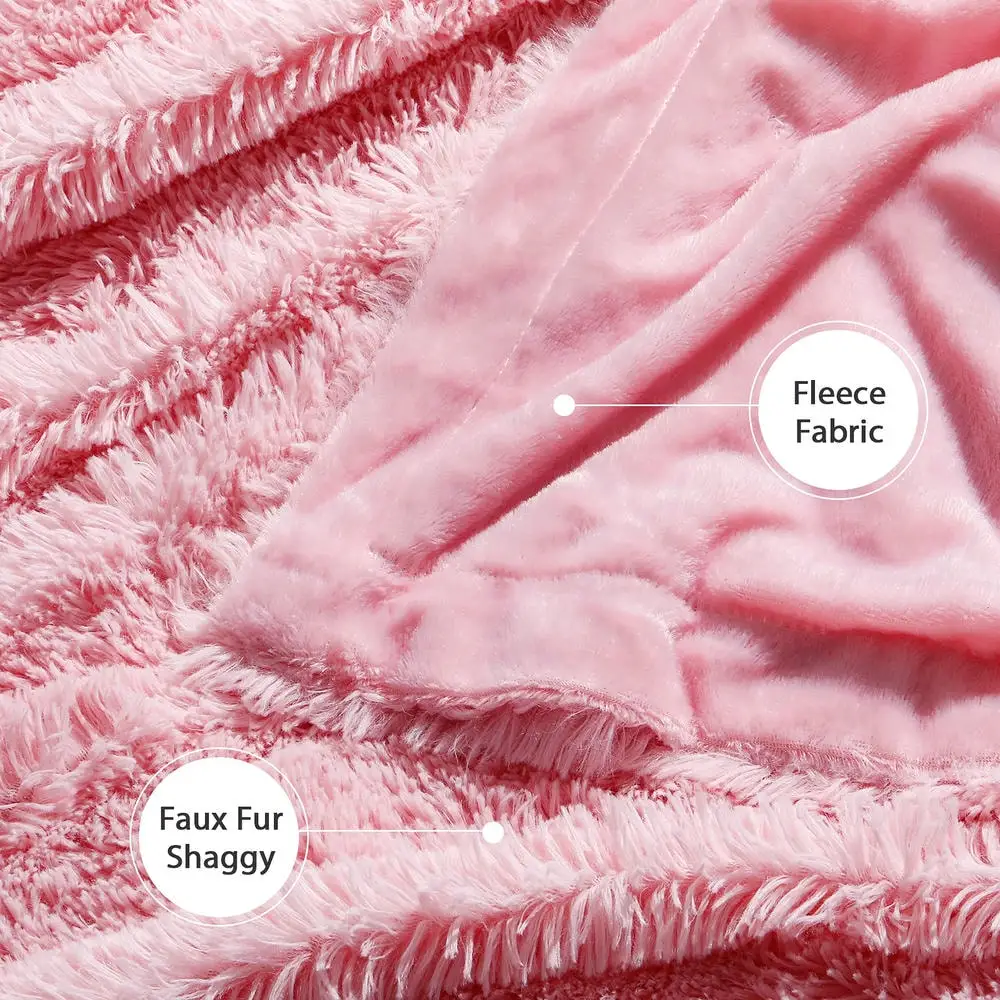 Faux Fur Throw Blankets Wholesale Microfiber Shaggy Fleece Blanket for Winter Plush Soft Warm Decorative Blankets
