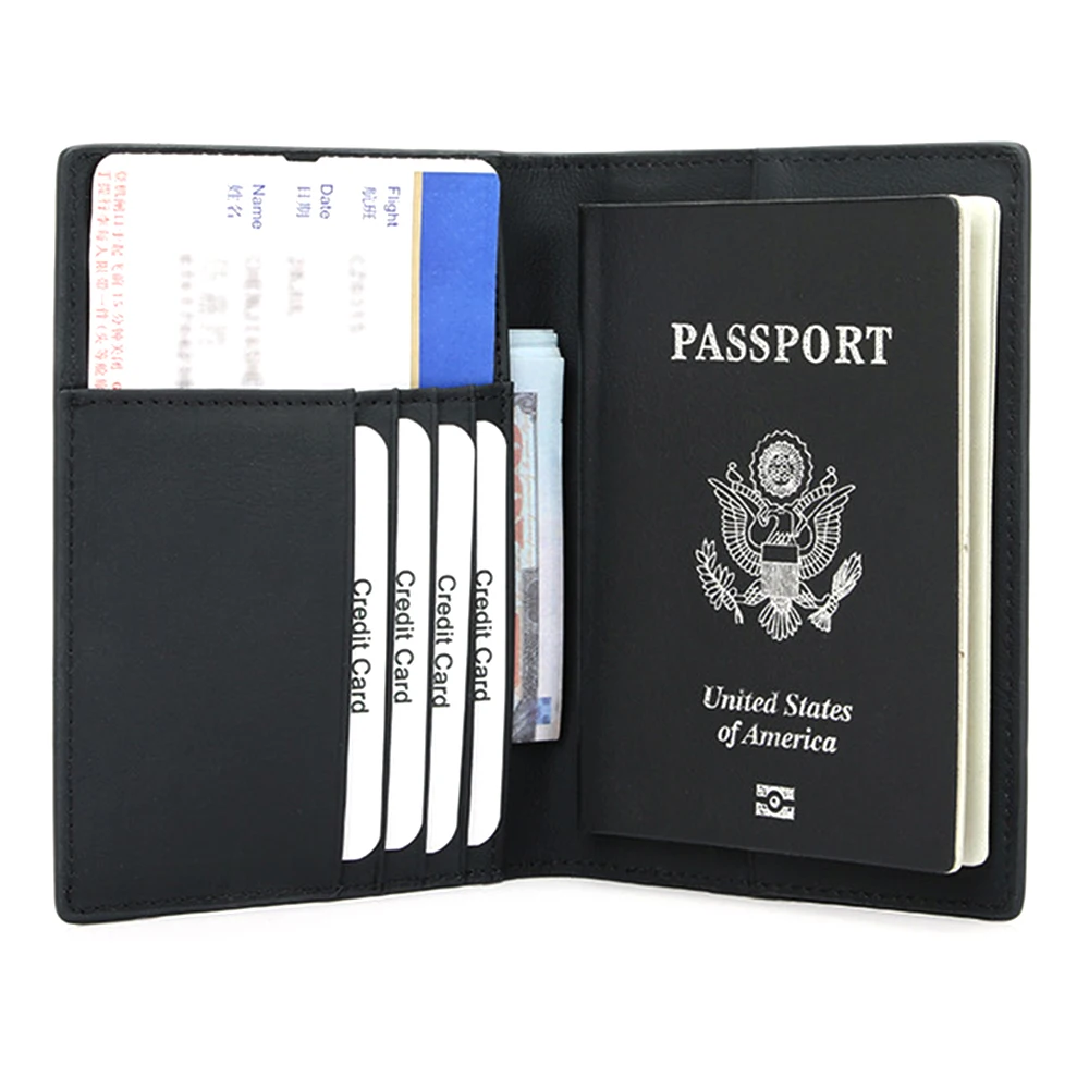 Custom Premium Leather Travel Passport Bag - Elegant Document Holder with Ticket Clip - Ideal Gift - Perfect for Men & Women