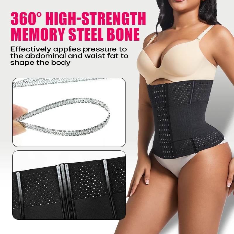 Fajas Colombianas Double Compression Waist Trainer Adjustable Zipper And Hook-Eyes Bone Women Body Shaper Flat Belly Corset