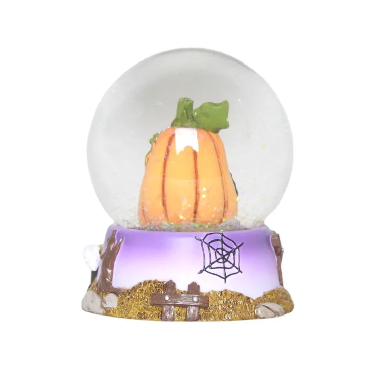 Customizable snow ball decoration Handmade halloween Pumpkin head train snow globe