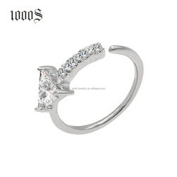 New Trendy AU585 14k Real White Gold Zircon Nose Piercing Jewelry Hoop Nose Ring Body Jewelry