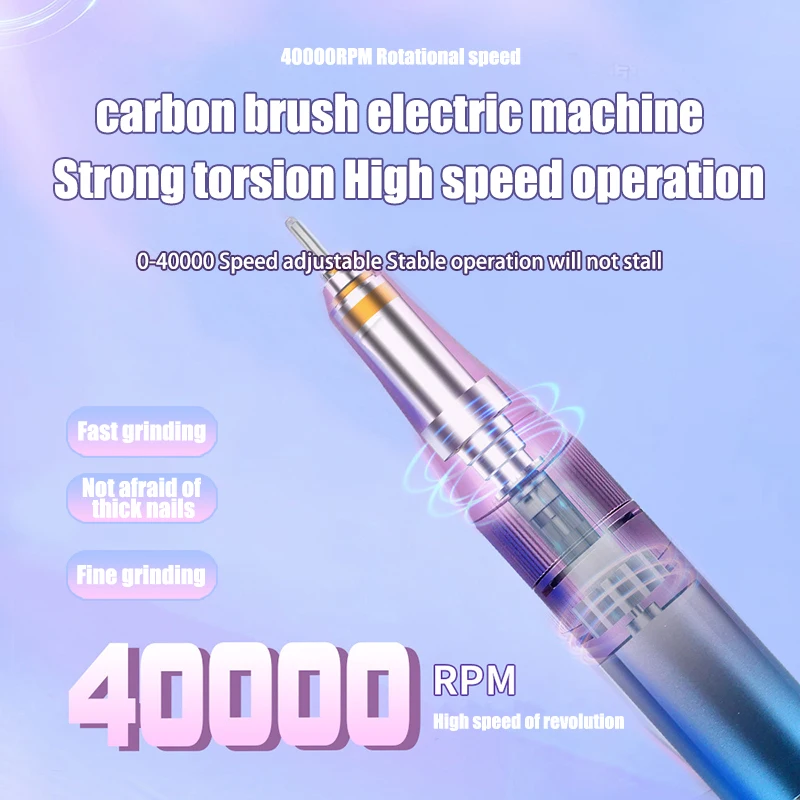 2023 Pink Gradient 40000 RPM Charging Beauty Removal Personal Polishing Nails Drill Machine Nail Drill Set by Danse