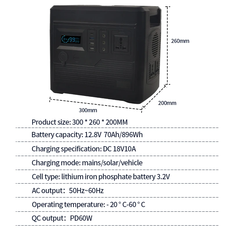 Rechargeable Portable Power Station Solar Generator 1000Wh Pure Sine Wave Output 220V Solar Generator