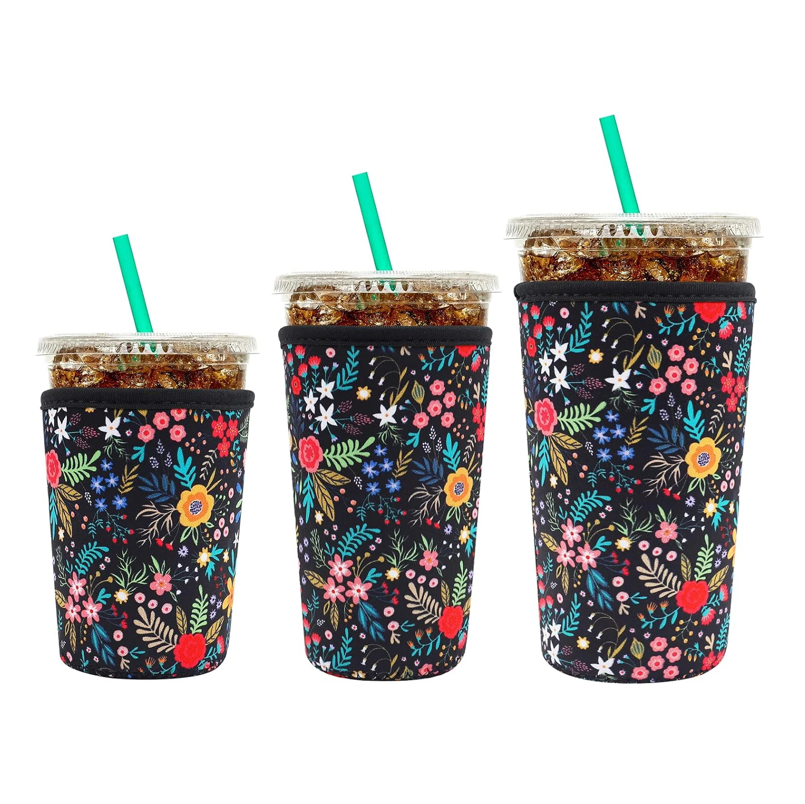 Reusable Neoprene Insulator Sleeve for Iced Coffee Cups Coffee Coolies sleeves for Iced & Hot Drinks