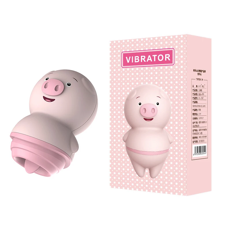 HMJ 2024 New Design Women Nipple Clitoris Silicone Breast Sucking Battery Operated Licking Tongue Vibrator Pink Pig Sex Toy