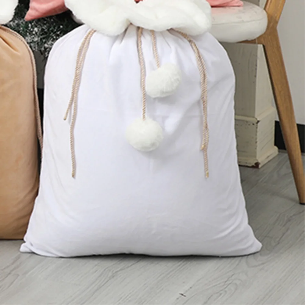 Personalised Christmas Gift Bag Pom Pom Blank Plain Sublimation Velvet Santa Sack