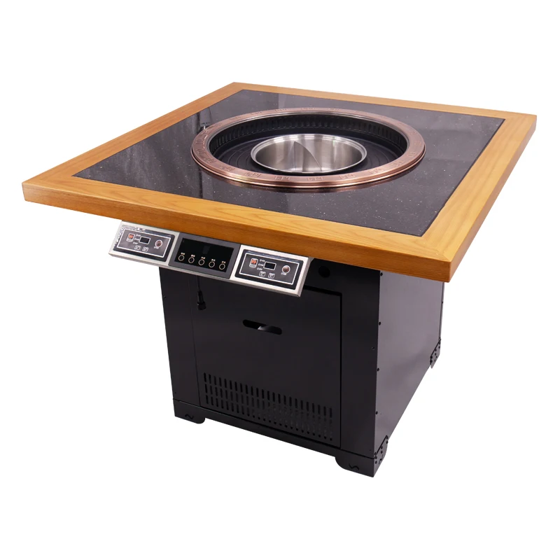 2 In 1 Korean BBQ Grill High Quality Smokeless Integrated Barbecue Hot Pot Table Shabu Shabu Table