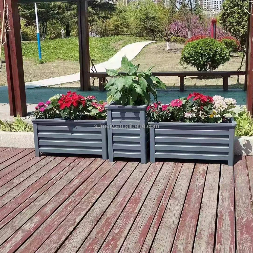 Outdoor aluminum standing decorative metal flower pots and planters box