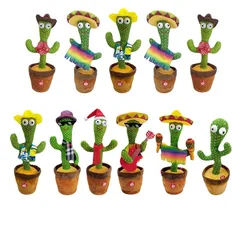 New Arrival Custom Hot Sale USB Charging Cute Stuffed Flowerpot Dancing Talking Cactus Plush Toy for Children