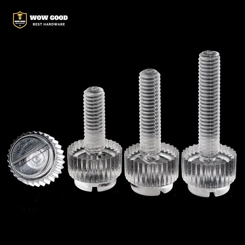 M3 M4 M5 M6 M8 Acrylic Clear Transparent pc case Plastic Knurl Slotted Head Knurled Twist screw Hand Thumb Bolt Screw DIY
