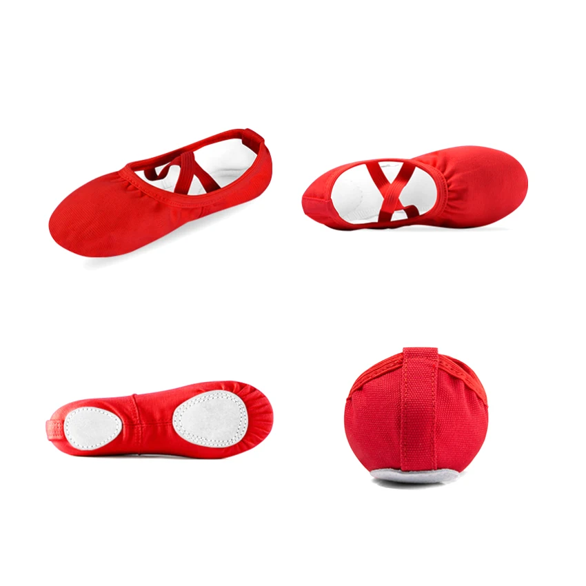 Wholesale Price Custom Logo Leather Professional High Stretch Canvas Soft Flat Women Girls Kids Ballet Pointe Dance Shoes