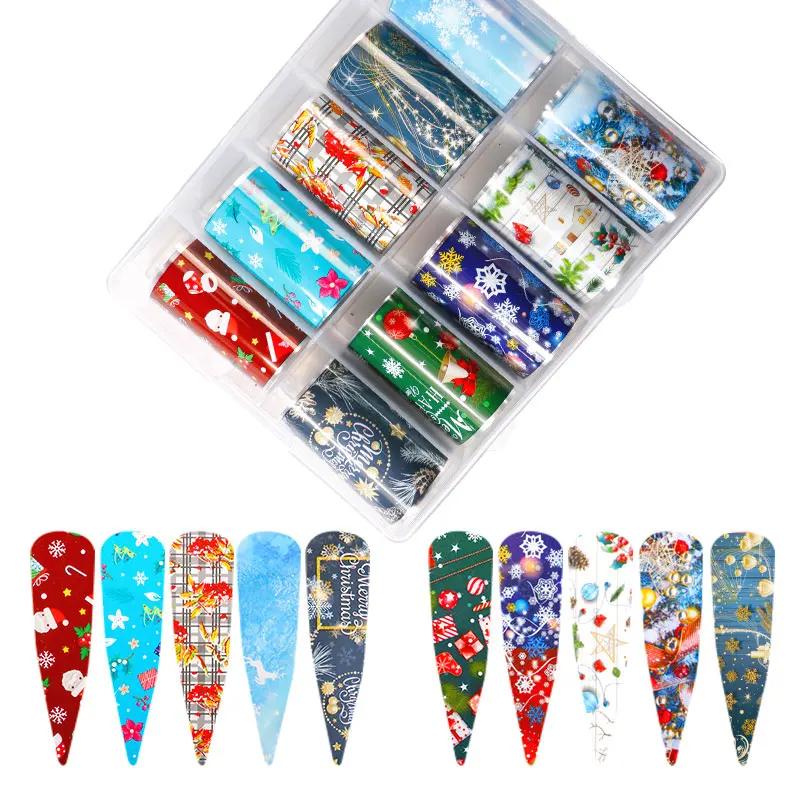 Christmas Snowflake Santa Elk Tree Gift Flower Sticker Xmas Decorations Nail Transfer Foils