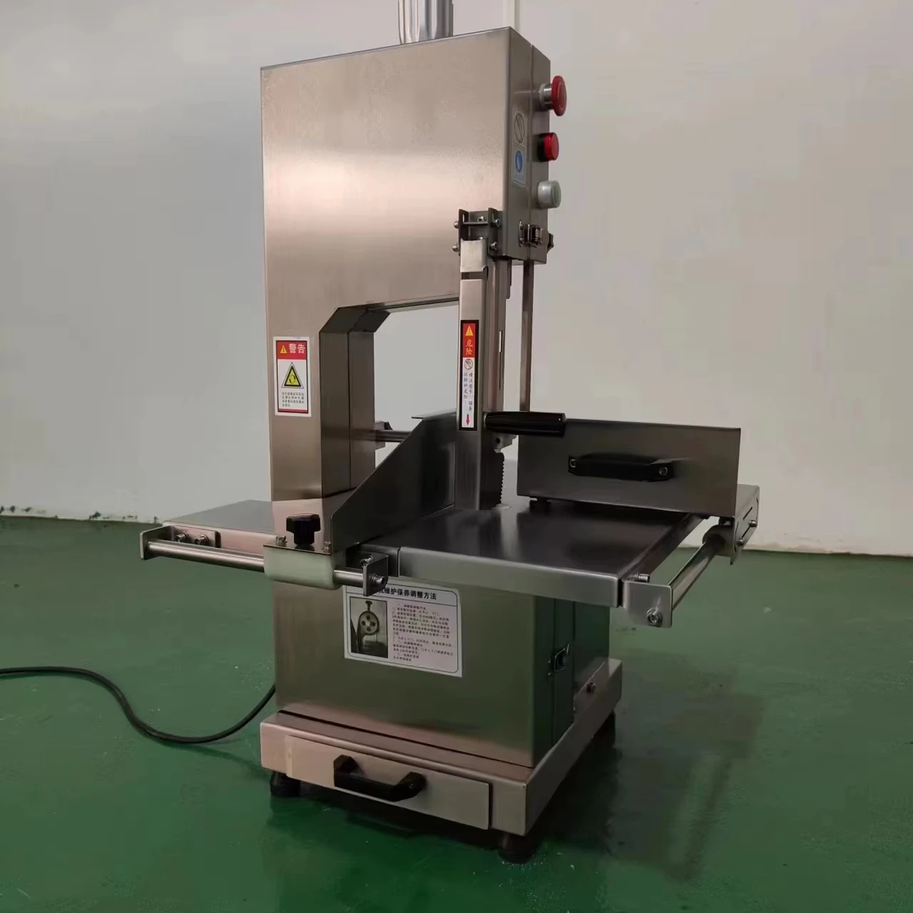 Full stainless steel 250model(1650mm) band saw machine/bone saw with powerful 1.5KW motor and imported British band saw blades