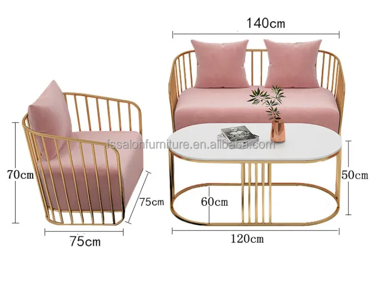 Pink Sofa Beauty Salon Waiting Sofa Single Chair Luxury Furniture  Modern Couch Set Living Room