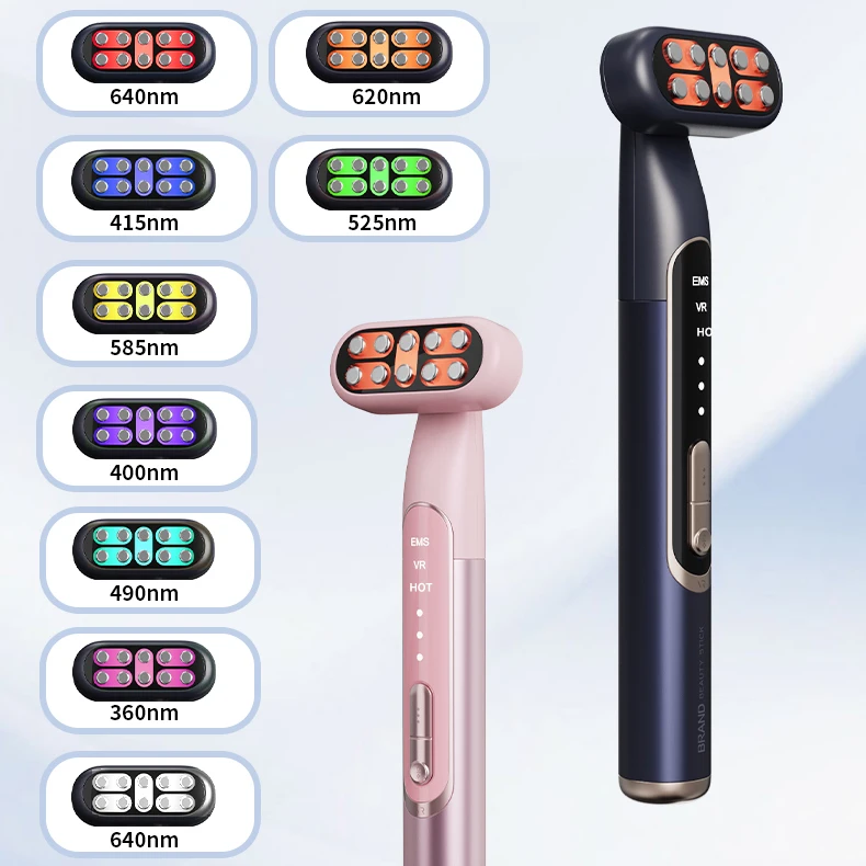 New Arrival 9 Led Colors Therapy Wand Skin Care Wand Ems Micro-current Beauty Eye Lifting Facial Beauty Device Eye Massager Wand