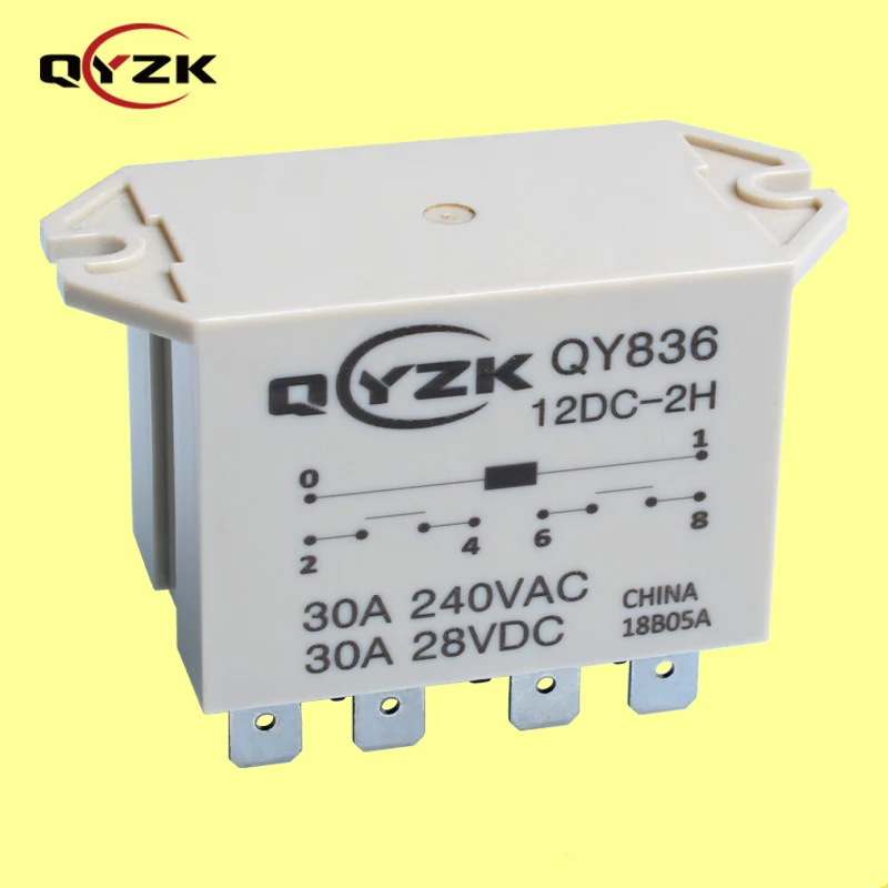 QYZK DPST-NO 6 pins load 30a coil 12vdc relay alternative to JQX 30F G7L-2A-TUB  electromagnectic general purpose relay